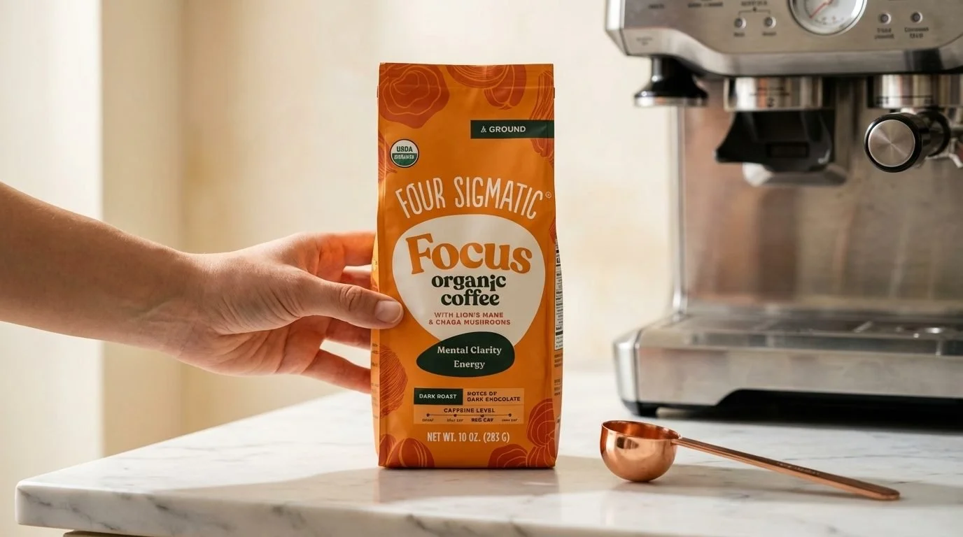 Four Sigmatic organic coffee packaging